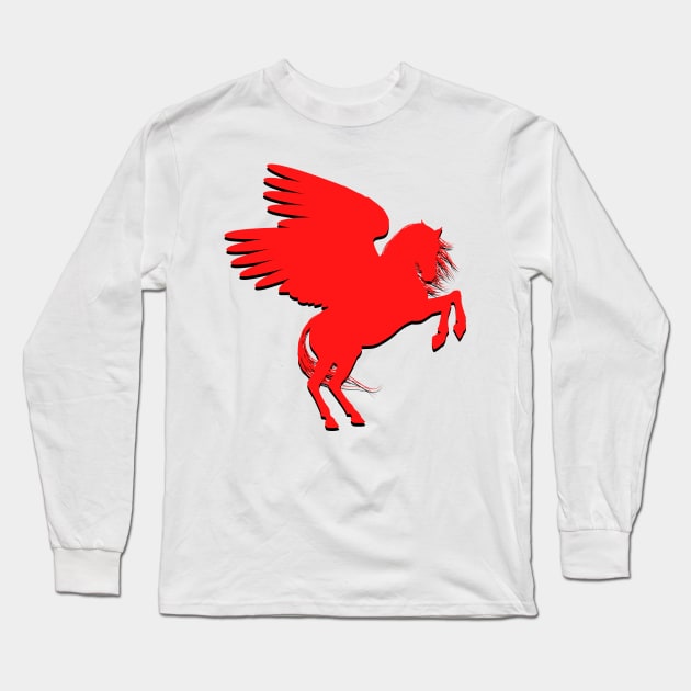 Red Pegasus Long Sleeve T-Shirt by Fantastic Store
